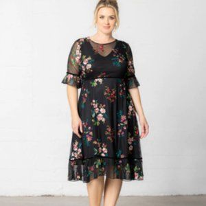 Kiyonna Wildflower Embroidered Dress Onxy Size 2x